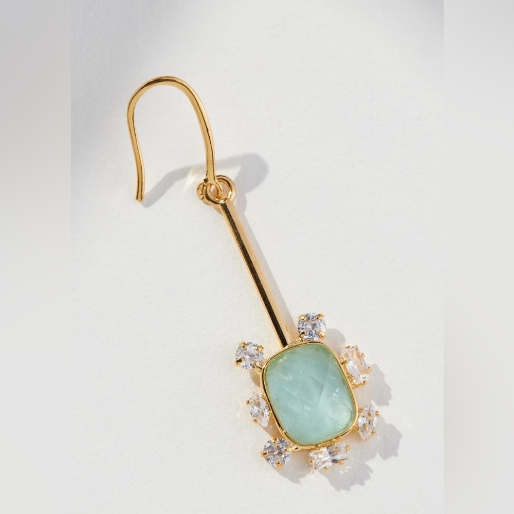 Anthropologie Botanical Gold Drop Earrings NWT - Picture 2 of 11